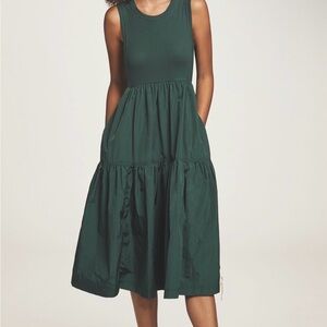 Anthropologie Daily Practice Midnight Green Sleeveless Midi Dress M Medium